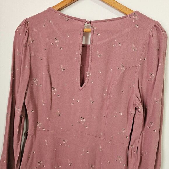 EUC AMERICAN EAGLE OUTFITTERS BLUSH PINK DITSY FLORAL RUFFLED SHORT DRESS SZ M - Picture 6 of 16